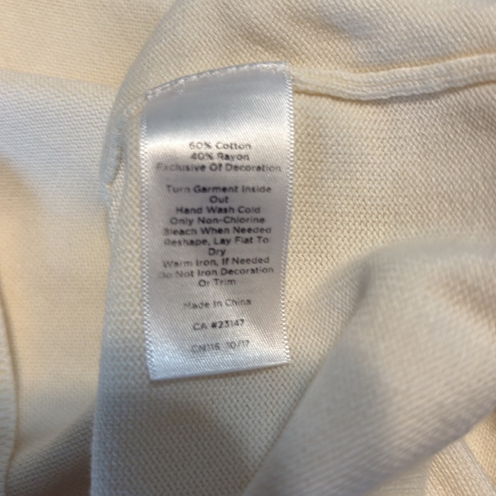 RSVP By Talbots Cream Dragonfly Pullover Short Sleeve Sweater MP - Picture 6 of 6
